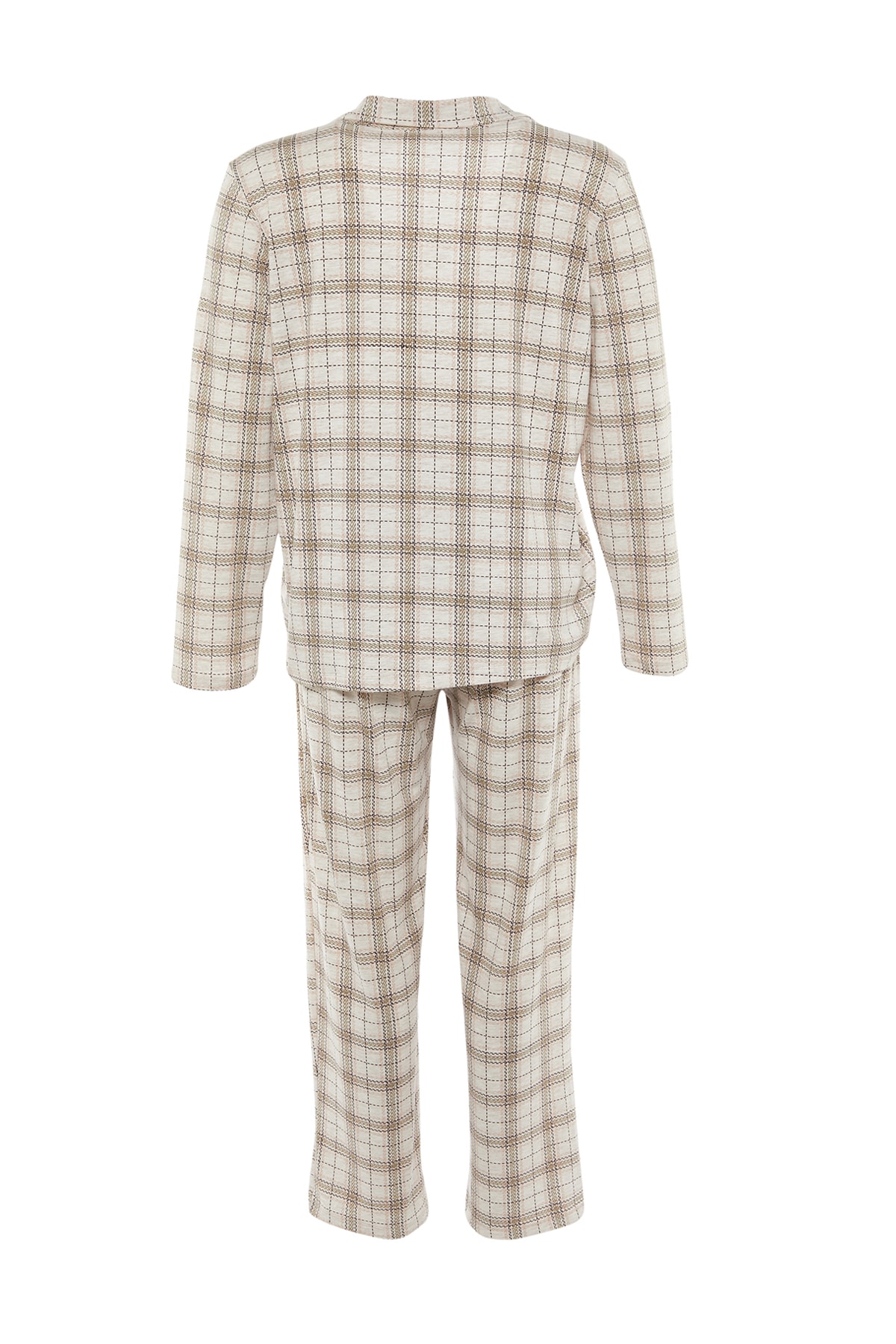 trendyol-curve-checkered-knitted-pajamas-set