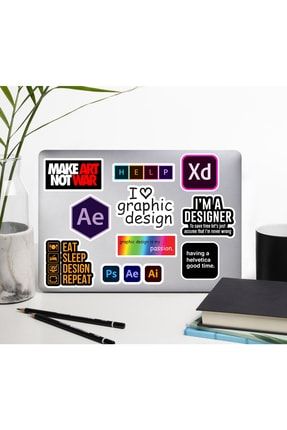 Grafik Tasarım Çizim Designer Temalı Sanat Laptop Notebook Tablet Etiket Sticker Set P2 HDSTCKR-2537