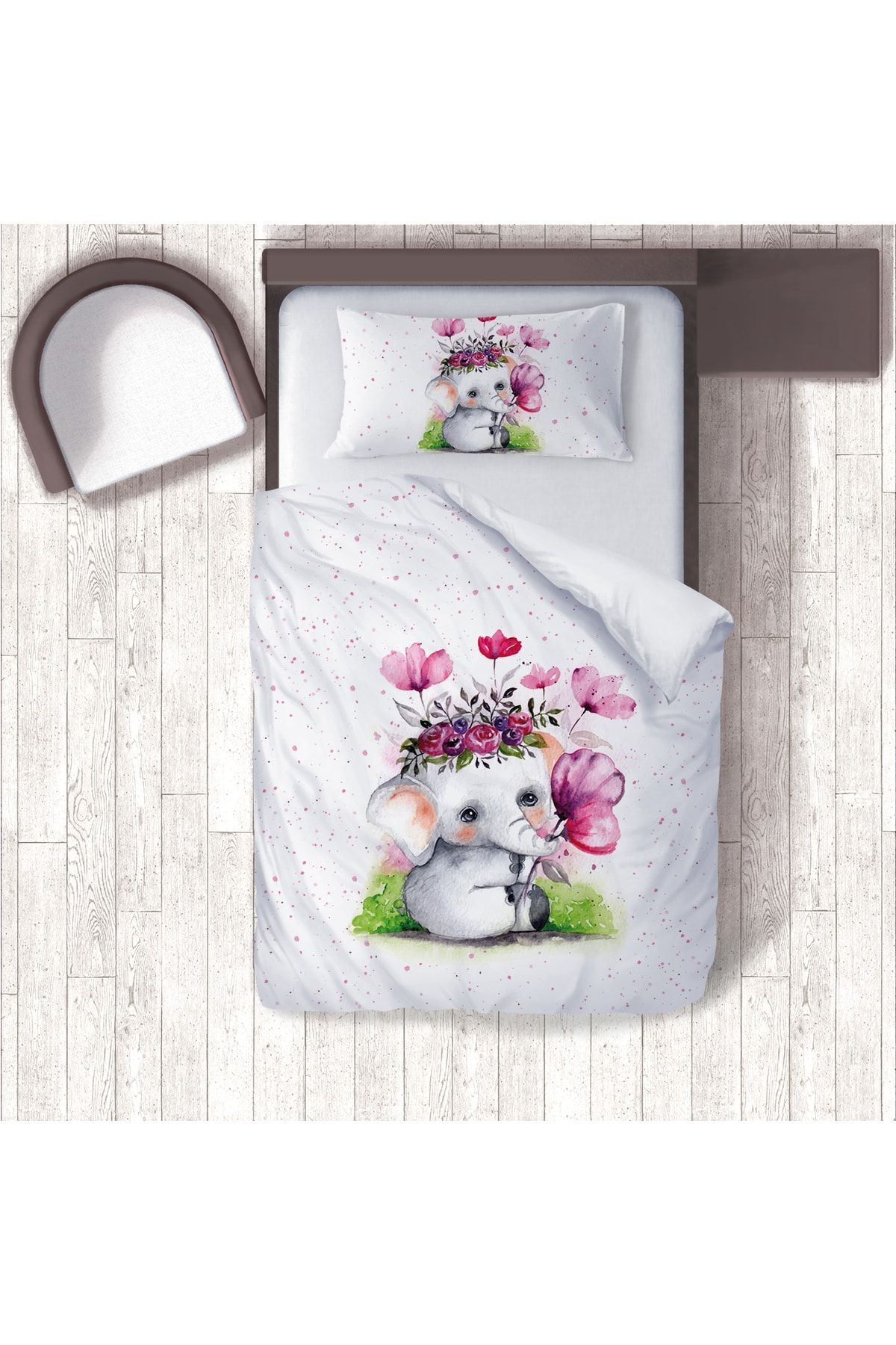 Tinybabyconcept Baby Kids Bedding Set Elephant Patterned Single