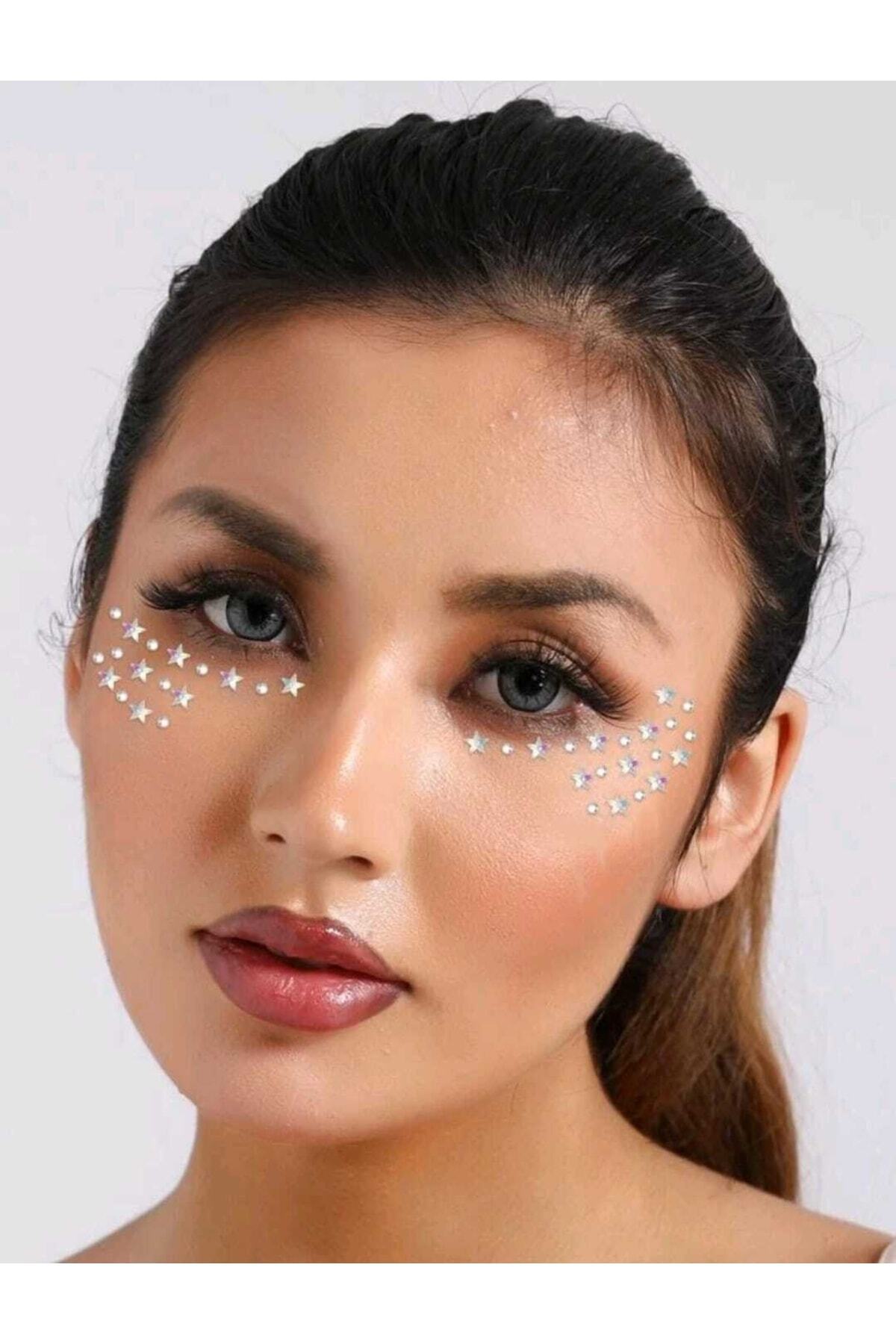 MutluBiDünya Vintage Yıldız Model 100 Adet Yüz Ve Vücut Taşı Sticker Taş