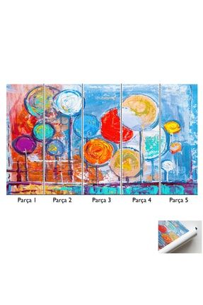 5 Parçalı Poster Kanvas Tablo, Renkli Orman Duvar Süsü, Renkli Kanvas, Modern Posteri, H-13-5PRC