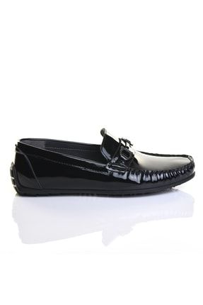 Erkek Hakiki Siyah Rugan Deri Tokalı Günlük Loafer Ayakkabı KLB51048