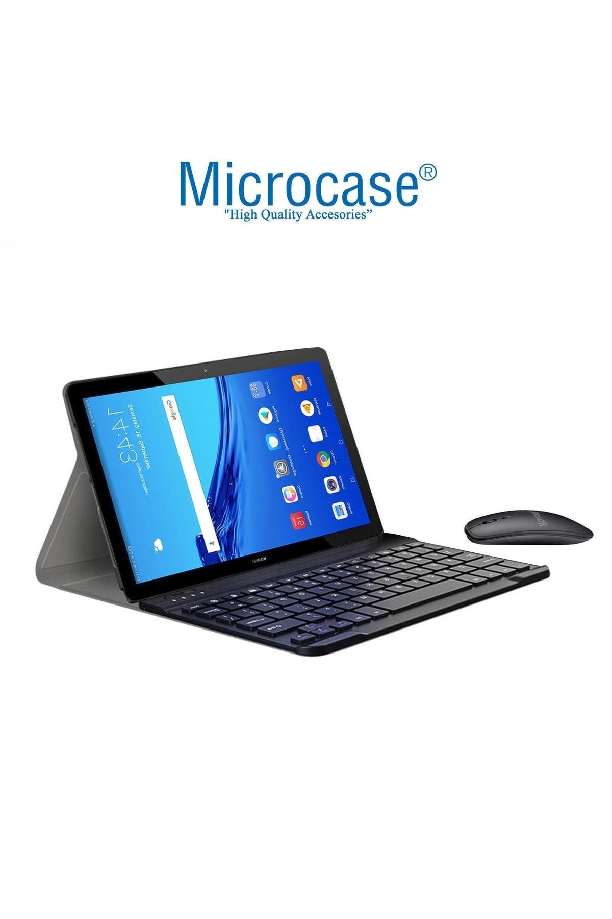 Microcase-Huawei Mediapad T3 10 - 9.6 Inch Bluetooth Keyboard and Case Set + Stand Lightweight Mouse Compatible with BKK6 2