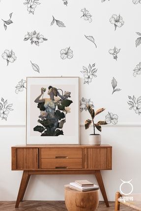 Modern Stil, Dekoratif Hibiscus Çiçek, Ev Dekorasyonu Şeffaf Duvar Sticker, 10 Çeşit, 32 Adet WS040
