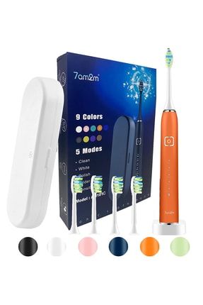 Şarj Edilebilir Elektrikli Turuncu Diş Fırçası 5 Modlu 4 Yedek Başlık Seyahatkabı Hediye TYC00512487374