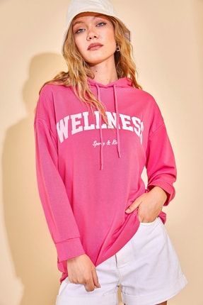 Kadın Fuşya Wellness Kapüşonlü Sweatshirt 2YZK8-12949-07