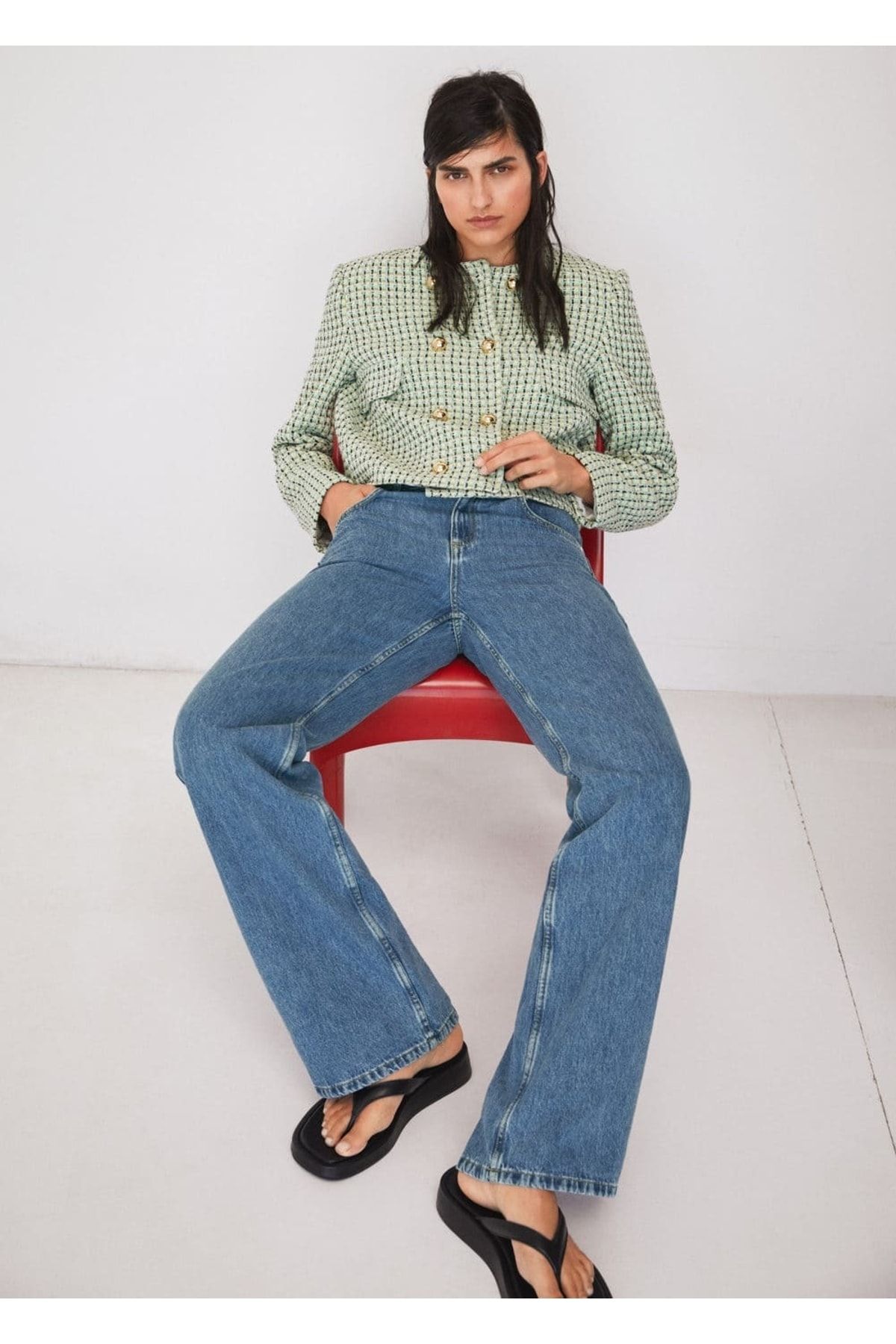 Düşük Belli Wideleg Jean