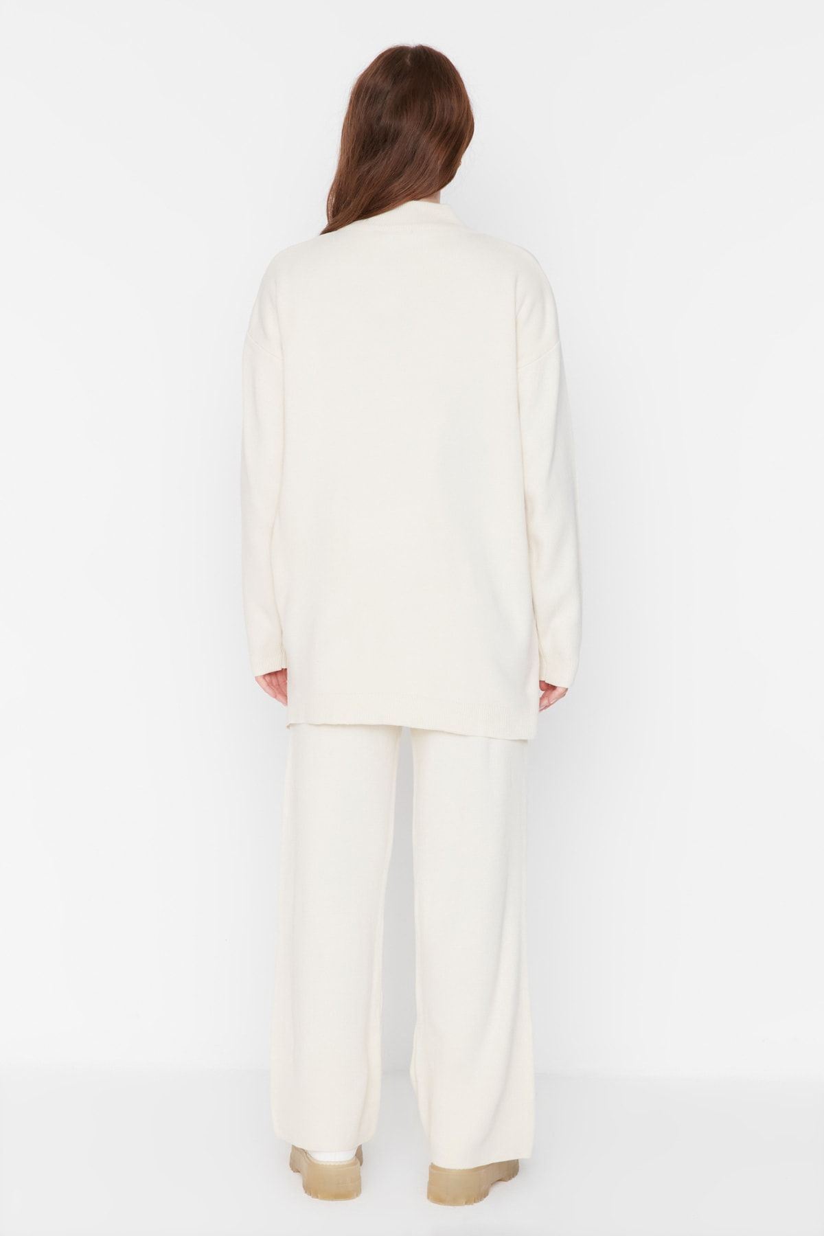 Trendyol Modest-Kamenný polrolák s detailným rozparkom súprava úpletu sveter-nohavice TCTAW23US00086 5