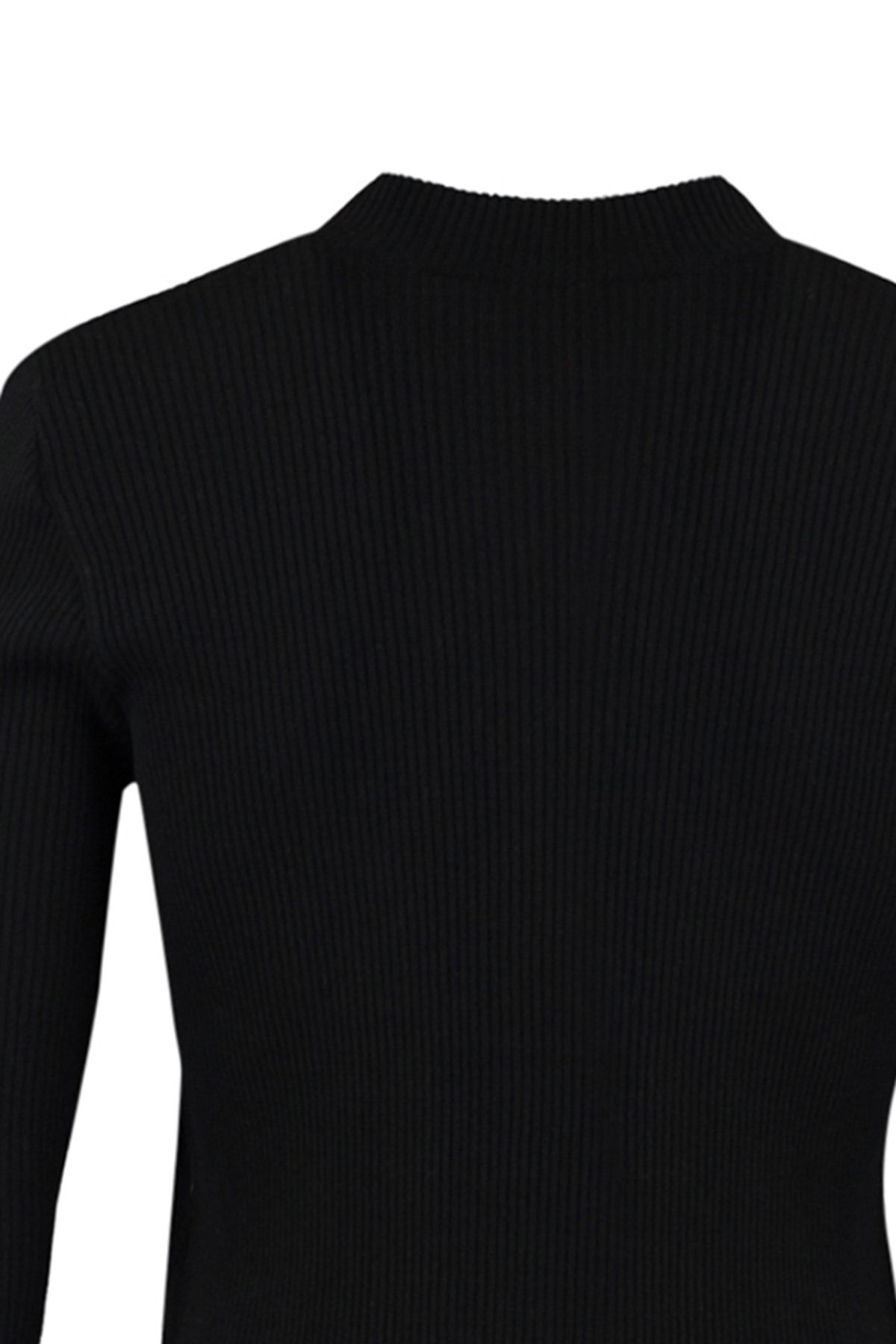 Trendyol Collection-Schwarzer Cord-Strickpullover mit halbem Rollkragen – Baumwolle, TMNAW21KZ0568 7