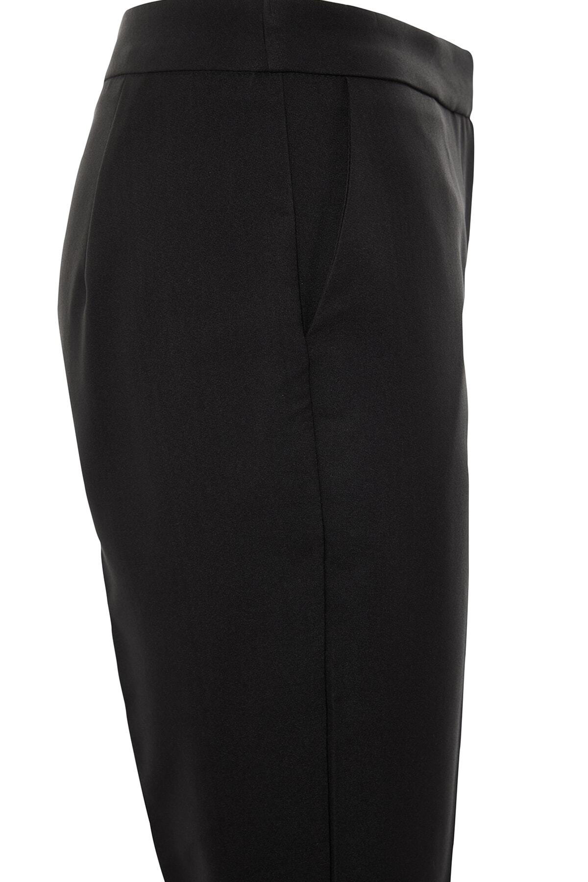 Trendyolmilla  Siyah Dar Paça Dokuma Pantolon TPRAW23PL00000 - Görsel 7