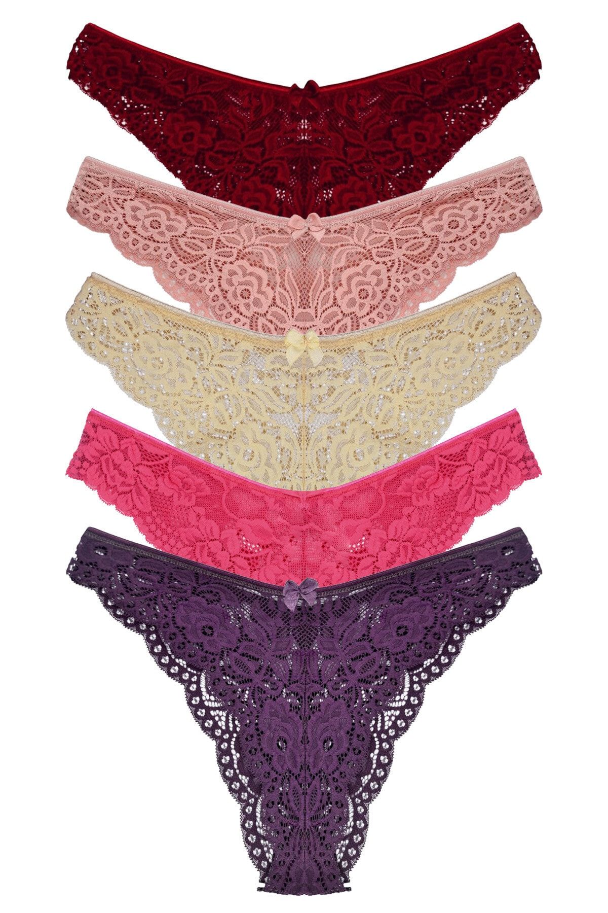 HNX-5-Piece Full Lace High Waist Brazilian Women's Panties 1