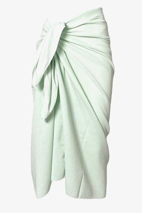 Mint Yeşili Rengi Uzun Pareo Kadın Plaj Elbisesi Yeni Sezon Püskül Detaylı pistore00609