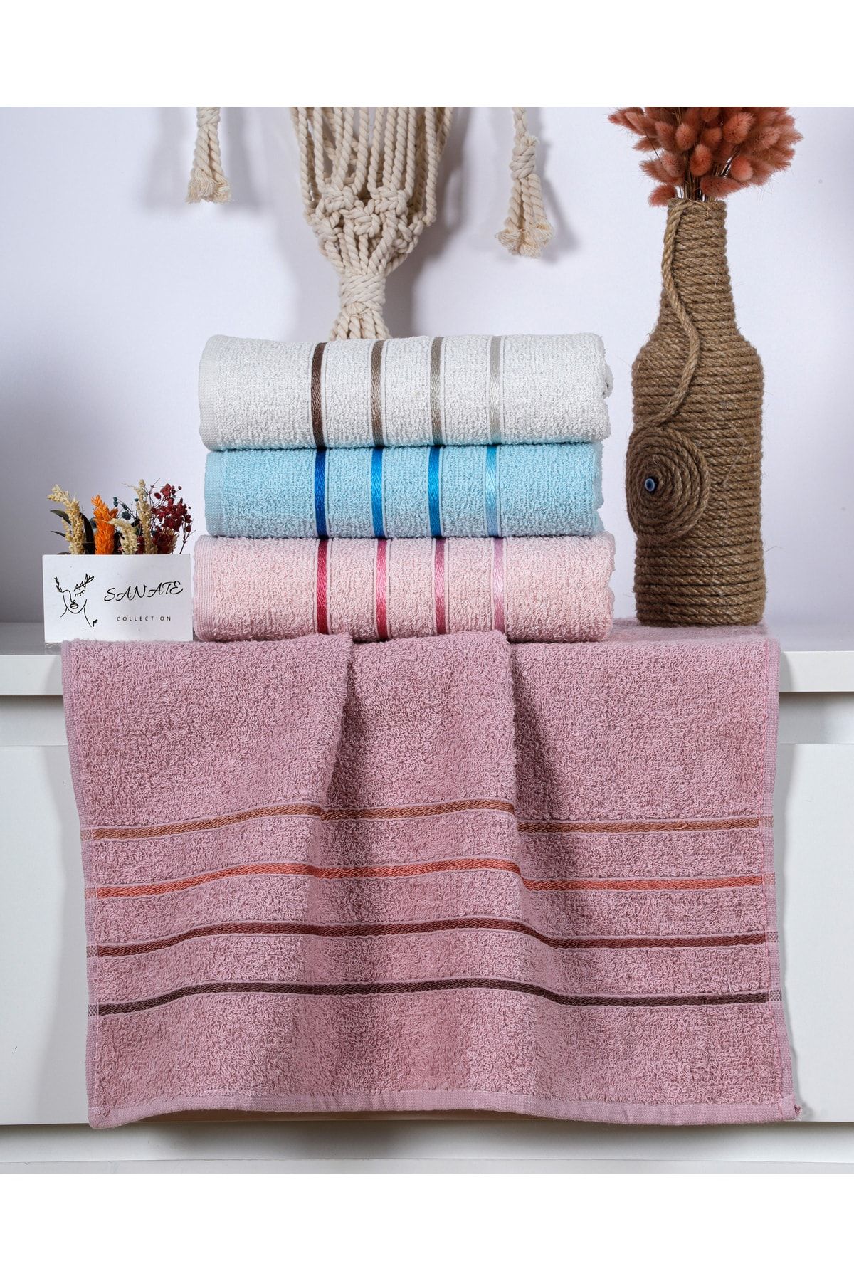 SANATE COLLECTION Towel Patterned Hand and Face Towel Set of 4