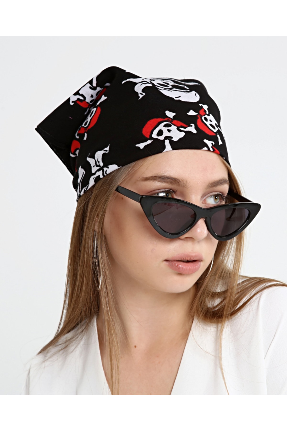 Bandana Fular Korsan 'pirate' Desenli %100 Pamuk Siyah 7