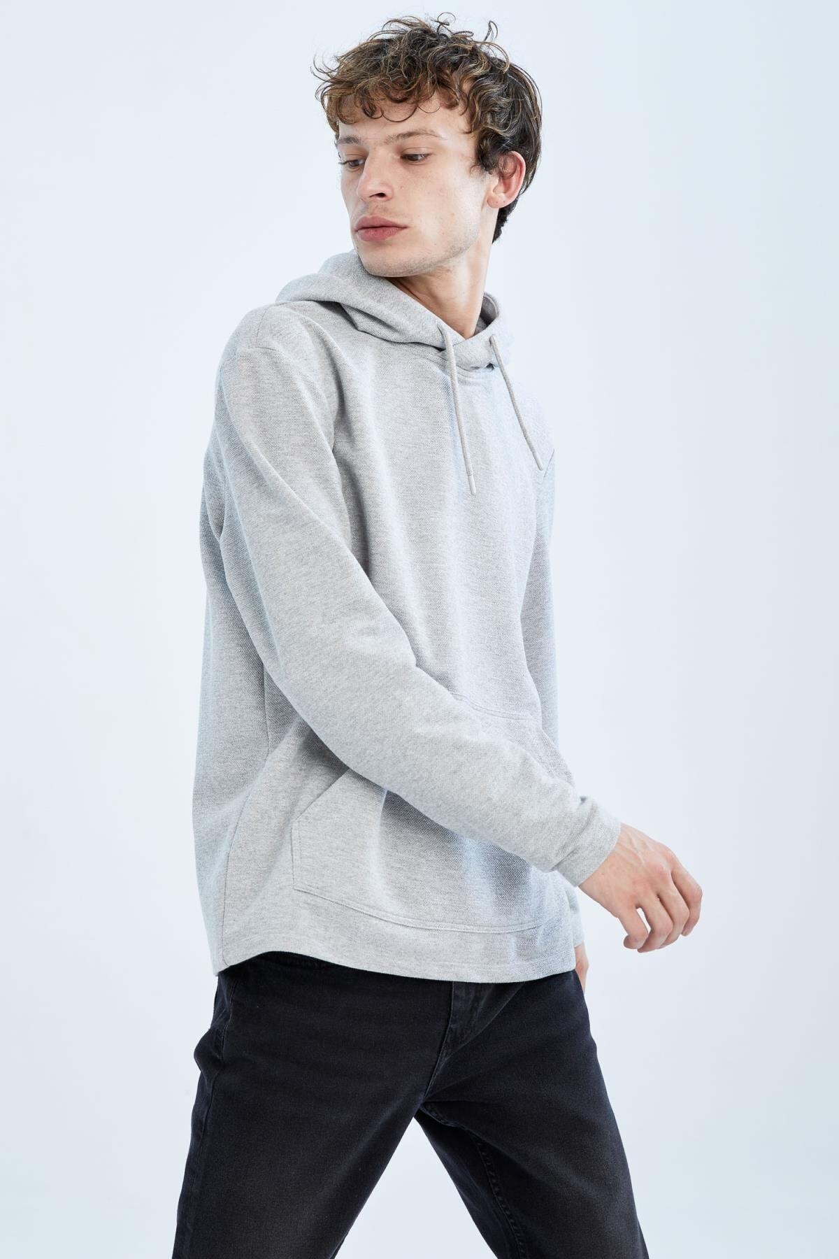 سویشرت مردانه خاکستری دفاکتو | X6031AZ22AU اورجینال - تصویر 2