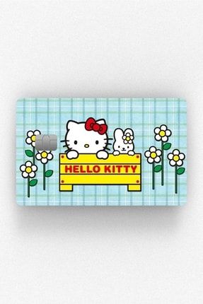 Hello Kitty Mavi Papatya- Kart Kaplama Stickerı HPN-3046