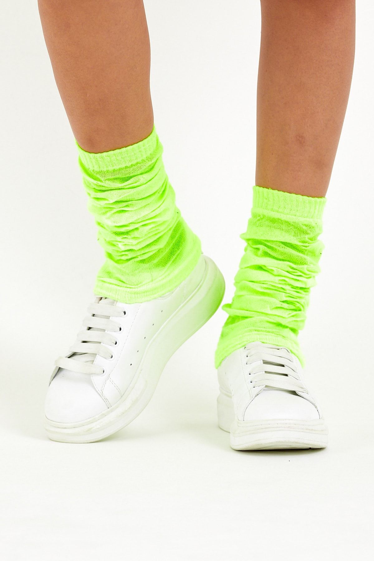 SOCKS WORLD Women s Thin Tulle Leggings Aerobics Socks Neon Green
