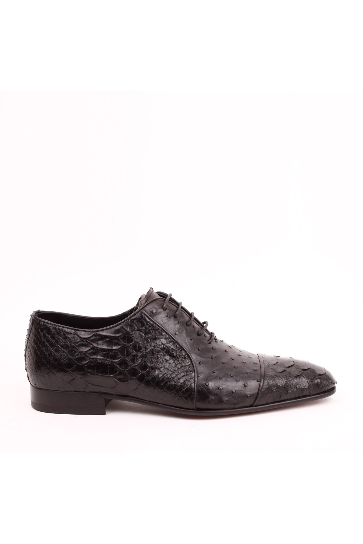 Bruno Shoes 6270-46k Erkek Hakiki Piton Ve Devekuşu Deri Kösele Taban Ayakkabı-siyah