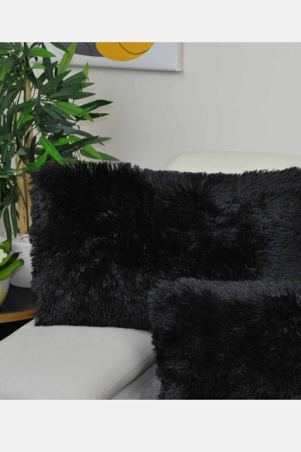 Black fluffy outlet throw pillows