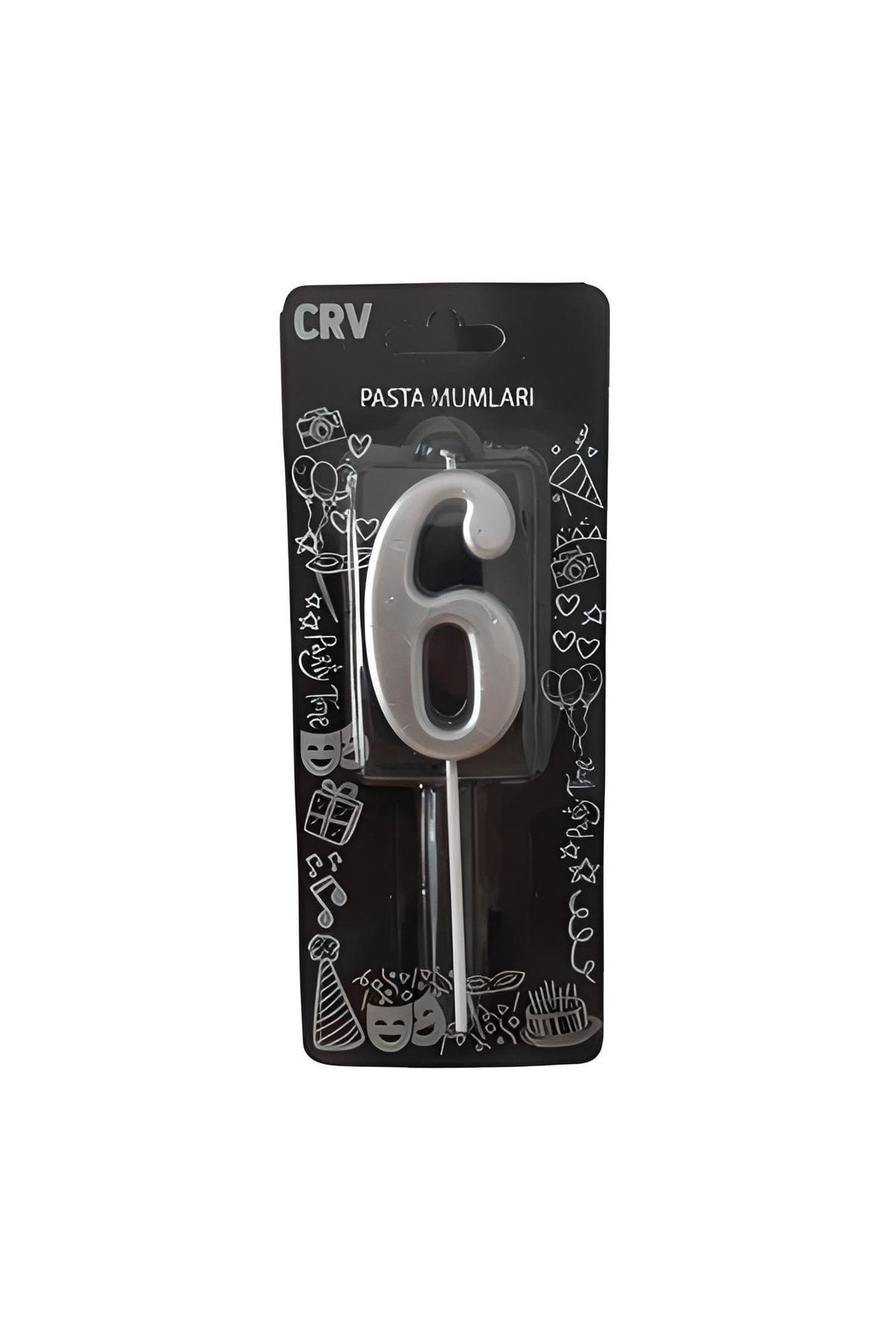 Mini Parti-Mini Party Store 7 Cm Large Number Candle Silver 6 1