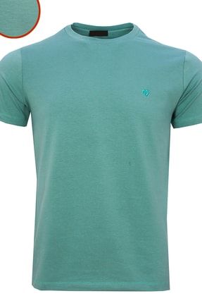 Erkek Mint Yeşili Regular Kesim Simit Yaka Erkek T-shirt Bayman5002