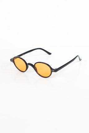 Siyah Yuvarlak Çerçeve Turuncu Cam Unısex Güneş Gözlüğü PS-SL006