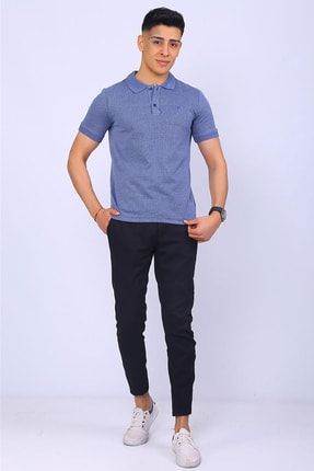 Erkek Mavi Regular Kesim Polo Yaka Erkek T-shirt Bayman5022