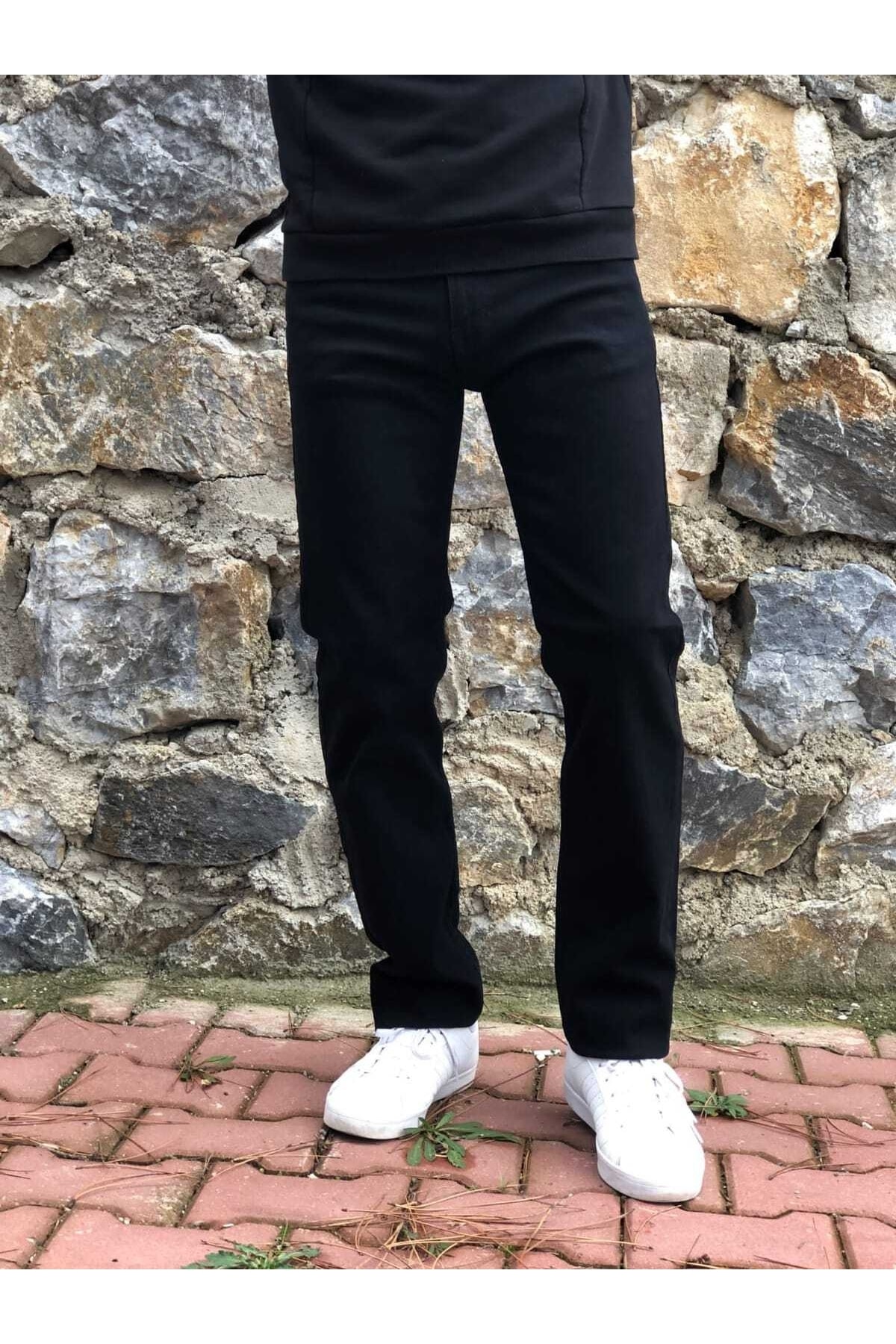 Endow jeans Regular Normal Kesim Full Likralı Mevsimlik Yumuşak Kumaş Full Siyah Kot Pantalon