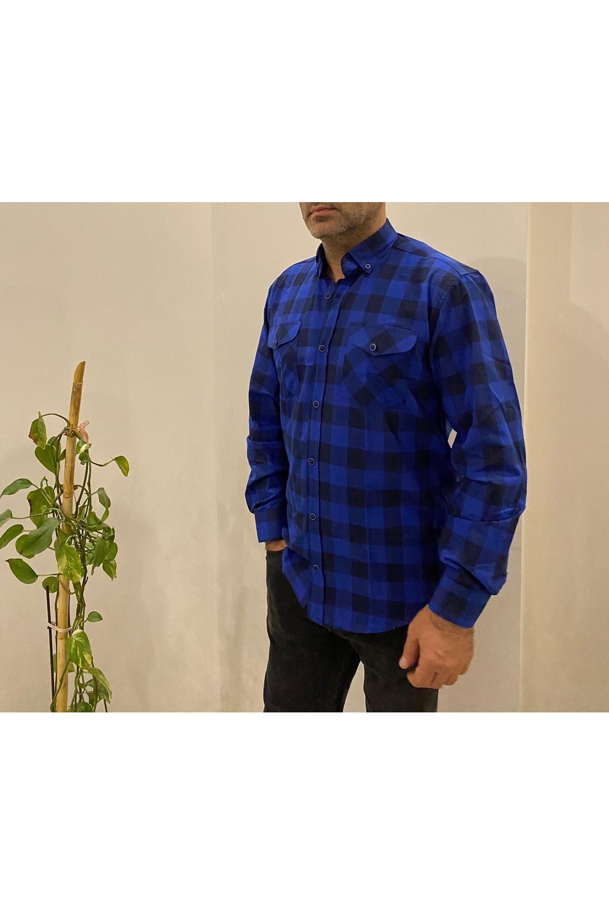 پیراهن مردانه آبی سرمه ای BENESSE | BNS0000084 اورجینال - تصویر 3