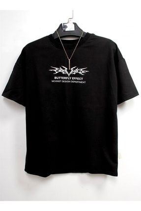 Erkek Siyah Baskılı Oversize T-shirt ST00023