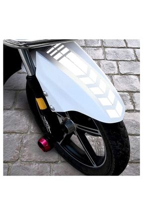 Motorsiklet Ön Çamurluk Sticker 6x30 Cm Beyaz Renk 2 Adet 0409210521