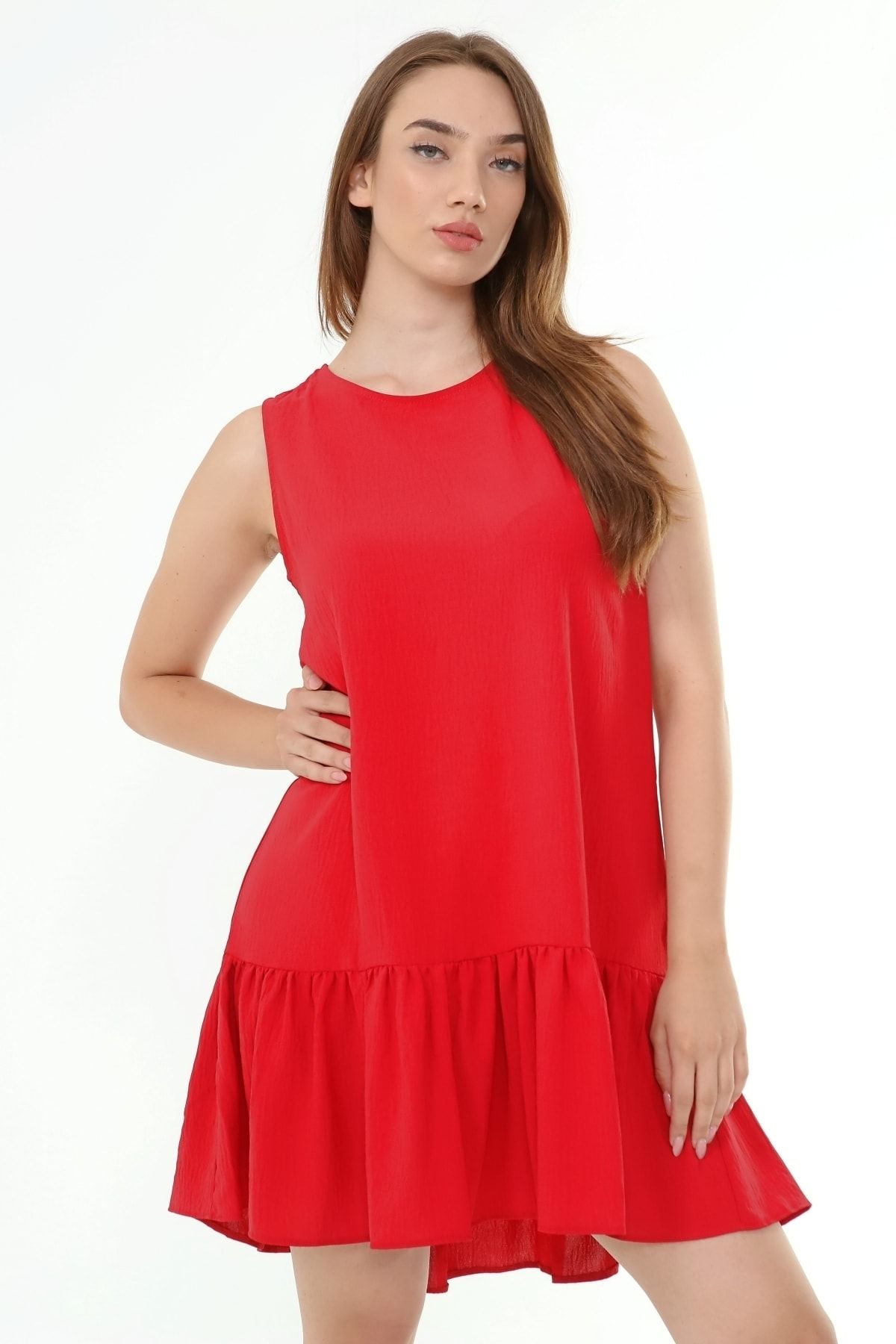Piano Luce-Schık Women's Sleeveless Flounce Dress Red SCKWM21EL03 8
