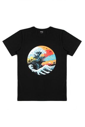 Store Godzilla Baskılı Erkek T-shirt Siyah HNSTOUT-DOOR123456