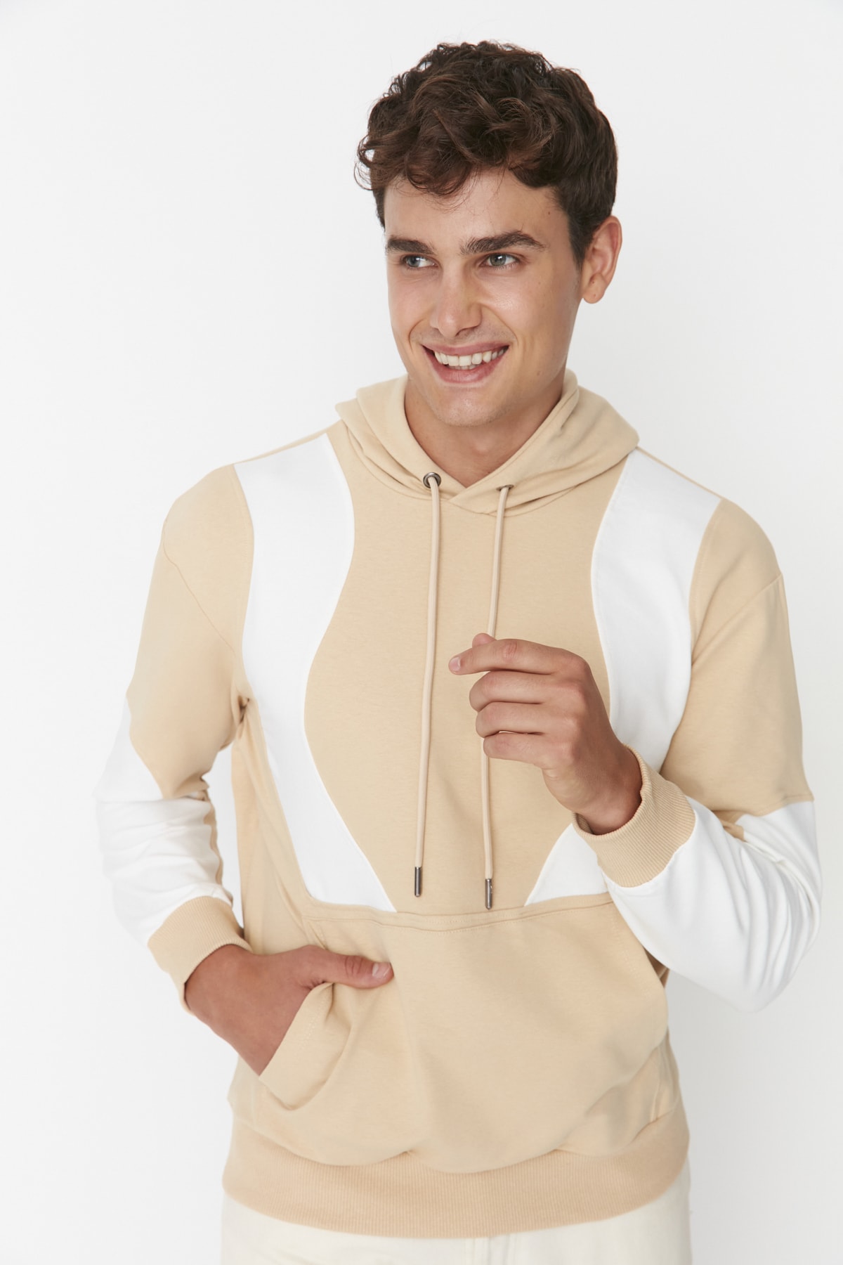 Trendyol Collection Sweatshirt Beige Regular Fit Fast ausverkauft