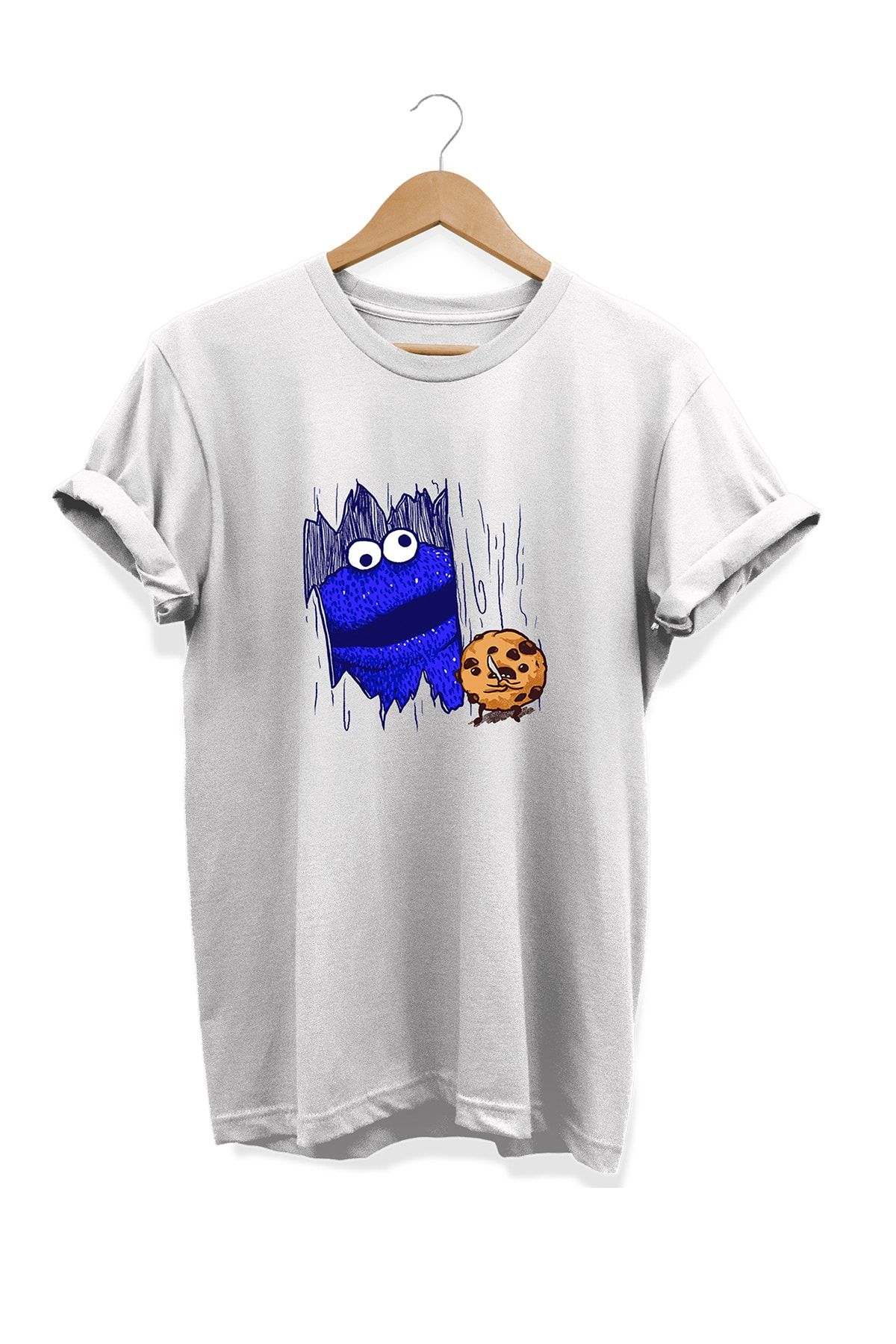 remonz-Food Series Cookie Monster Printed 100% Cotton Plus Size T-Shirt 1