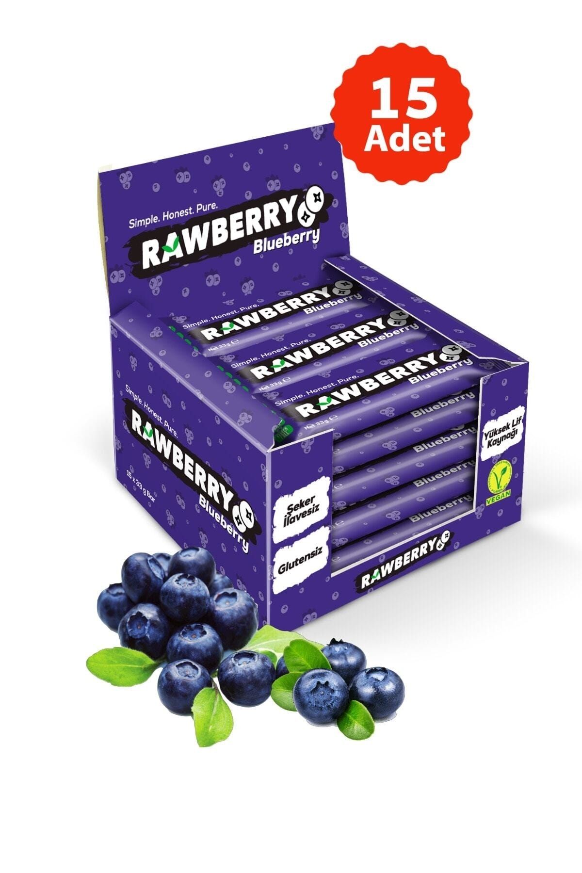 Rawberry Blueberry Şeker Ilavesiz Vegan Glütensiz Kuruyemiş Bar 15 Adet