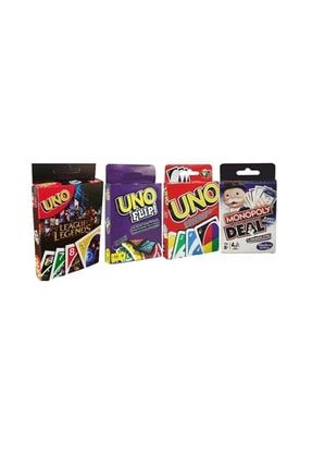 Uno, Monopoly, Uno Flip Ve Uno League Of Legends Oyun Kartları 4'lü Ekonomik Set Elux- 5757