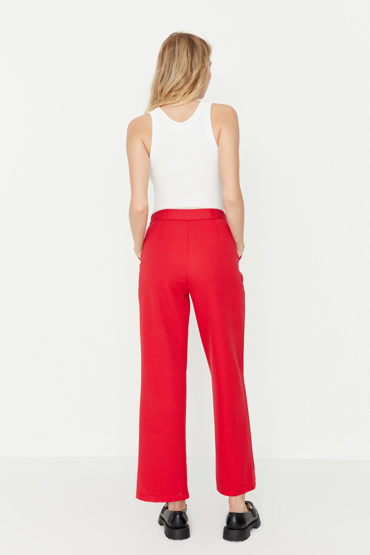 2920034 Black-Red Check High Waist Trousers main image 1
