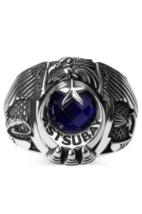 Erkek Mavi Atatürk İmzalı ve Şualı Jandarma Astsubay Devre Yüzüğü 98d3-6982