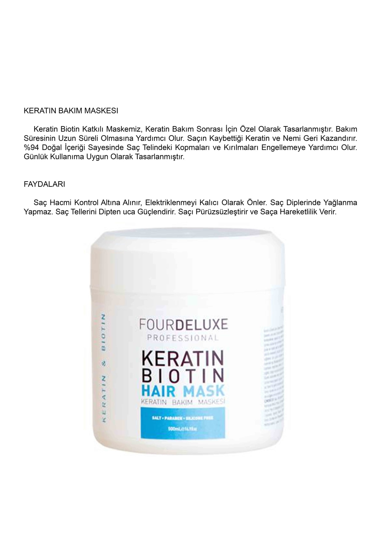 FourDeluxe Keratin Biotin Hair Mask