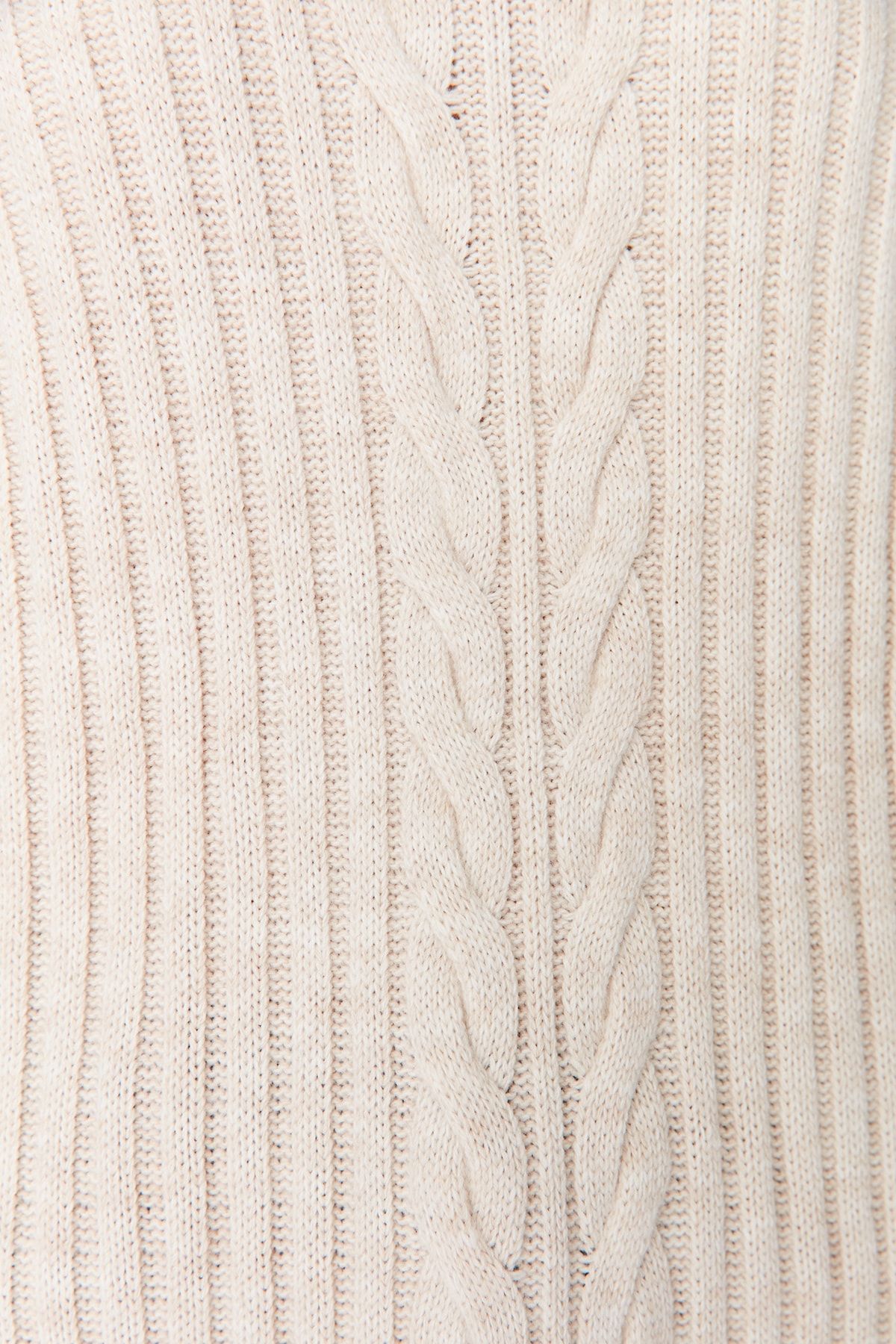 Trendyol Modest-Ecru Selanik gestrickter Strickpullover mit Reißverschluss TCTAW23AK00017 3