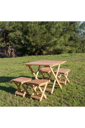 Katlanır Kamp Ve Piknik Masa Sandalye Takımı - Ahşap Bahçe Ve Balkon Masası (ham) SVAVA-AHSAPMASA
