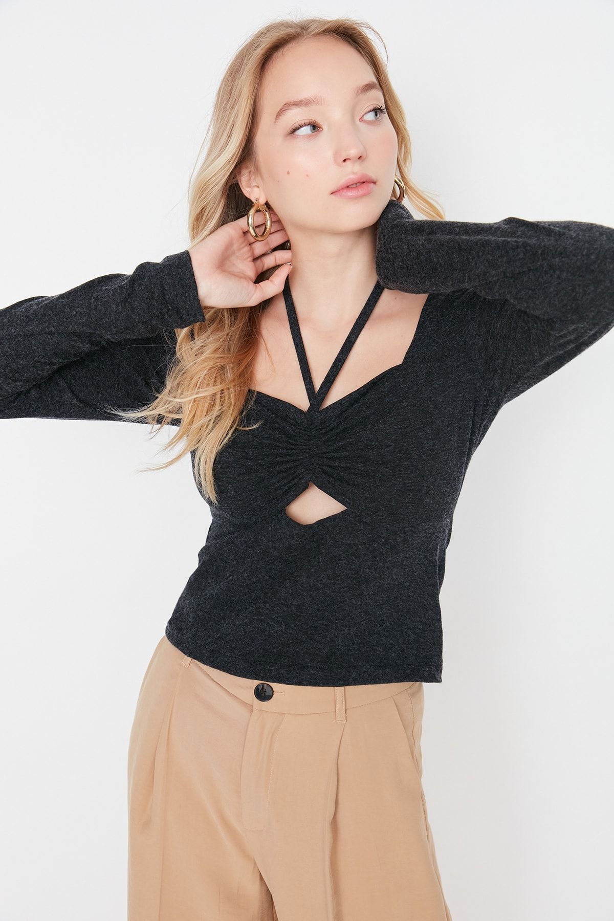 Trendyol Collection Bluse Schwarz Regular Fit