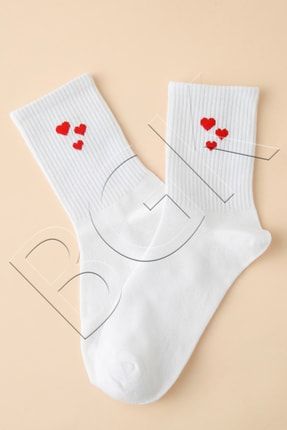 Tekli Kalp Desenli Kadın Çorap Pamuklu TN-BG-69Y65