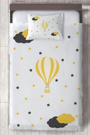 Bebek Ve Çocuk Odası Yıldızlı Ve Uçan Balonlu Yatak Örtüsü Mktyo-128 MKTCYTKO-128