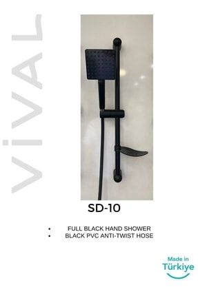 Full Siyah Kare Sürgülü Duş Seti SD-10