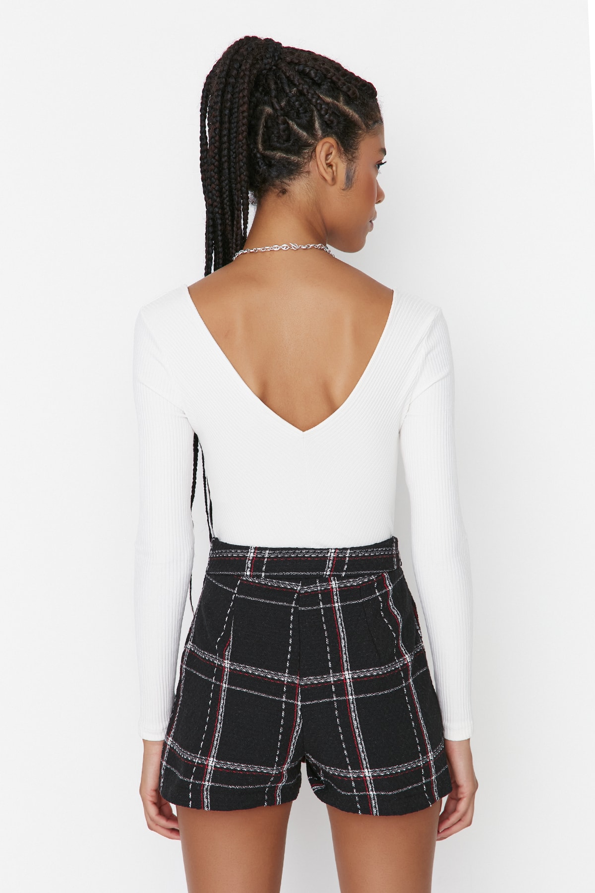 Trendyolmilla  Siyah Ekose Desenli Tüvit Dokuma Şort Etek TWOAW23SR00017 - Görsel 5