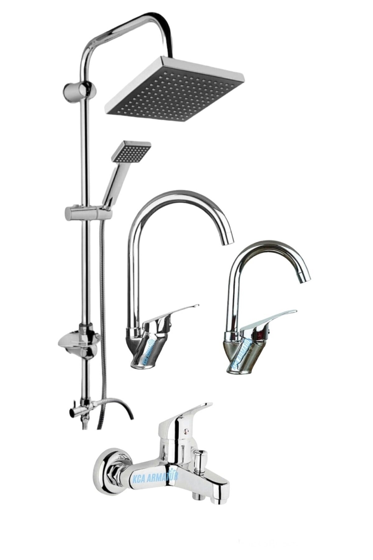 ELMİNA ARMATUR Robot Duş Mutfak Lavabo Banyo Bataryası Musluğu Çeşmesi 4'lü Set