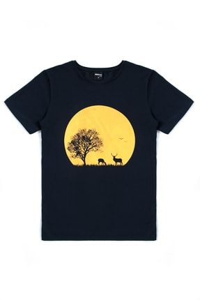 Store Doğan Güneş Baskılı Lacivert Erkek T-shirt HNSTOUT-DOOR123456