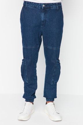 Erkek Lacivert Cepli Jogger Jeans Kot Pantolon TMNAW23JE00016